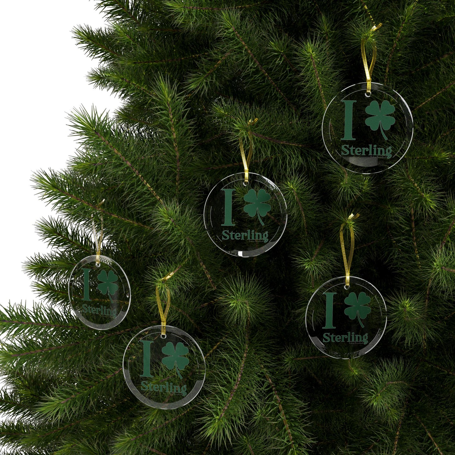I Clover Sterling Glass Ornaments