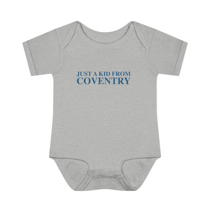 Just a kid from Coventry Infant Baby Rib Bodysuit
