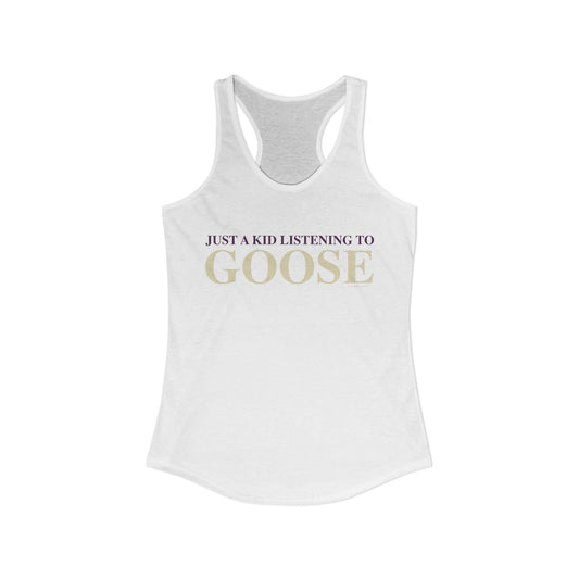 Just a kid listening to Goose - Cream & Purple Women's Ideal Racerback Tank Top