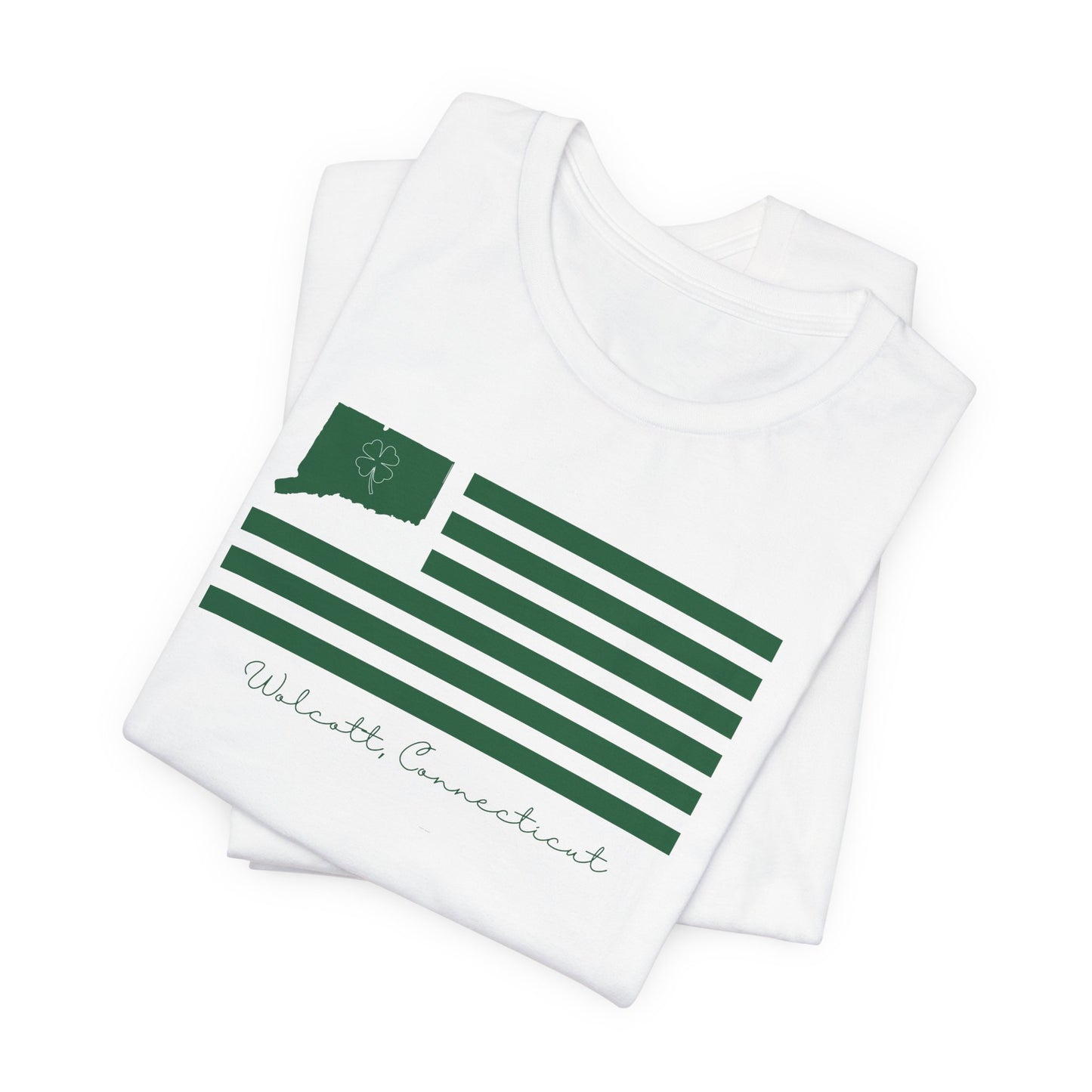 Wolcott Connecticut St. Patrick’s Day Flag Unisex Jersey Short Sleeve T-Shirt