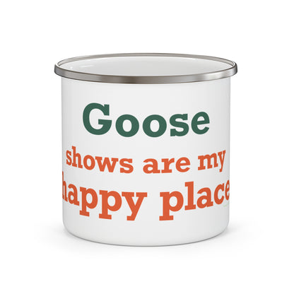 Goose Shows Are My Happy Place - Orange & Green Enamel Camping Mug