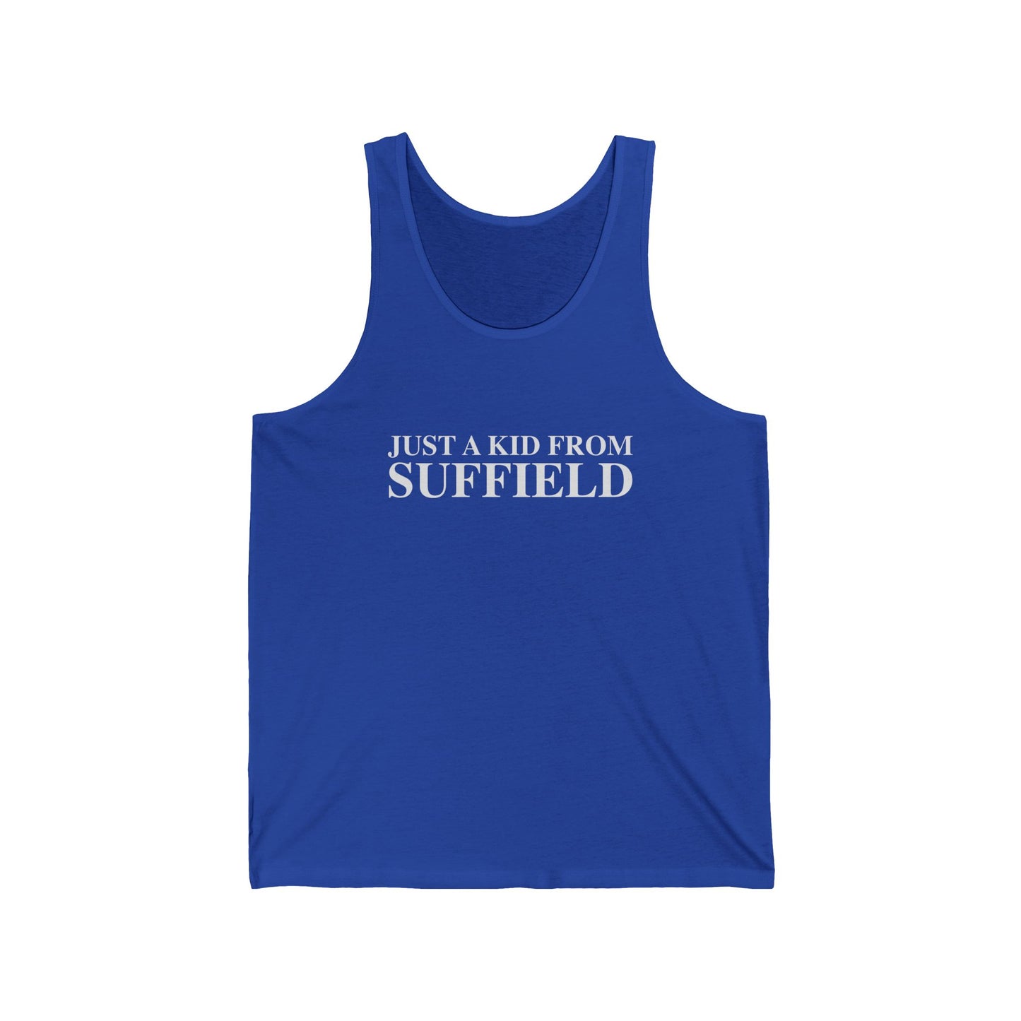 Just a kid from Suffield Unisex Jersey Tank Top
