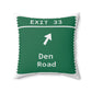 Vintage Merritt Parkway Exit 33 Sign Spun Polyester Square Pillow