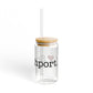 I Heart Southport. Glass Can with Straw and Lid, 16oz