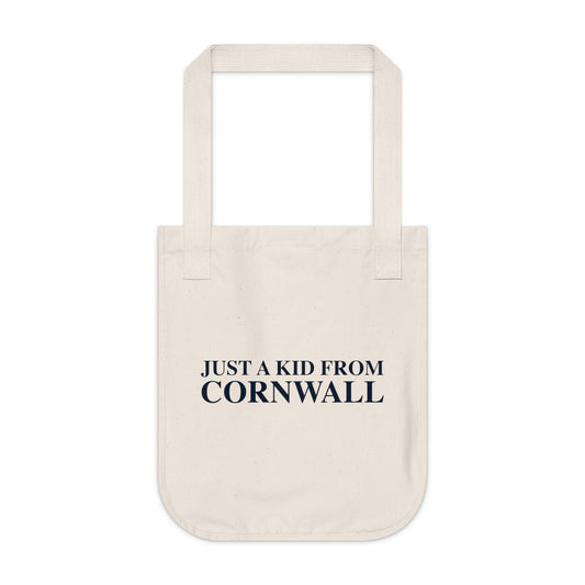 Just a kid from Cornwall Organic Canvas Tote Bag