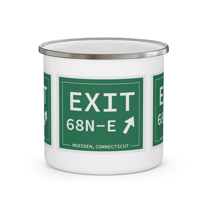Vintage Exit 68N-E WCP Sign Enamel Camping Mug