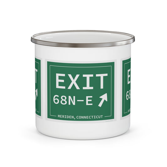 Vintage Exit 68N-E WCP Sign Enamel Camping Mug
