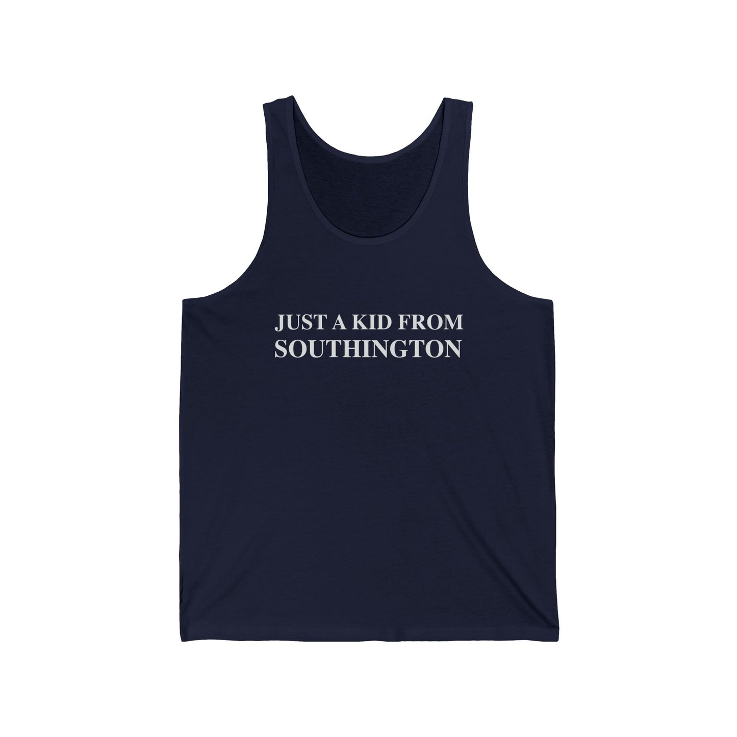 Just a kid from Southington Unisex Jersey Tank