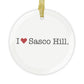 I Heart Sasco Hill. Glass Ornaments