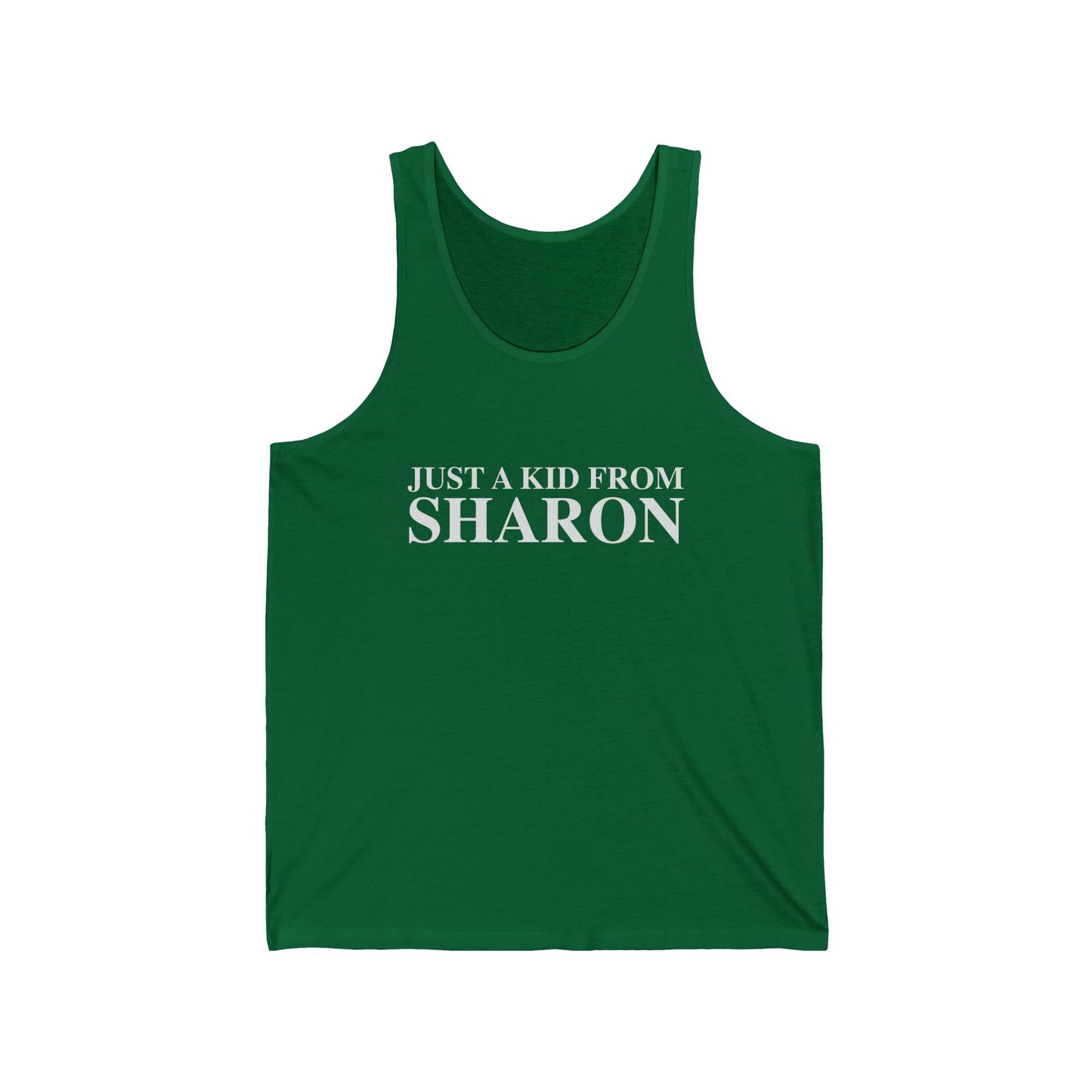 Just a kid from Sharon Unisex Jersey Tank Top