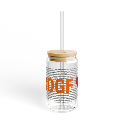 Ridgefield Love Glass Can with Straw and Lid, 16oz