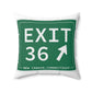 Vintage Exit 36 Merritt Parkway Sign Spun Polyester Square Pillow