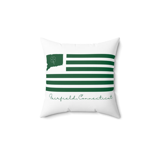 Fairfield Connecticut St Patrick’s Day Flag Spun Polyester Square Pillow