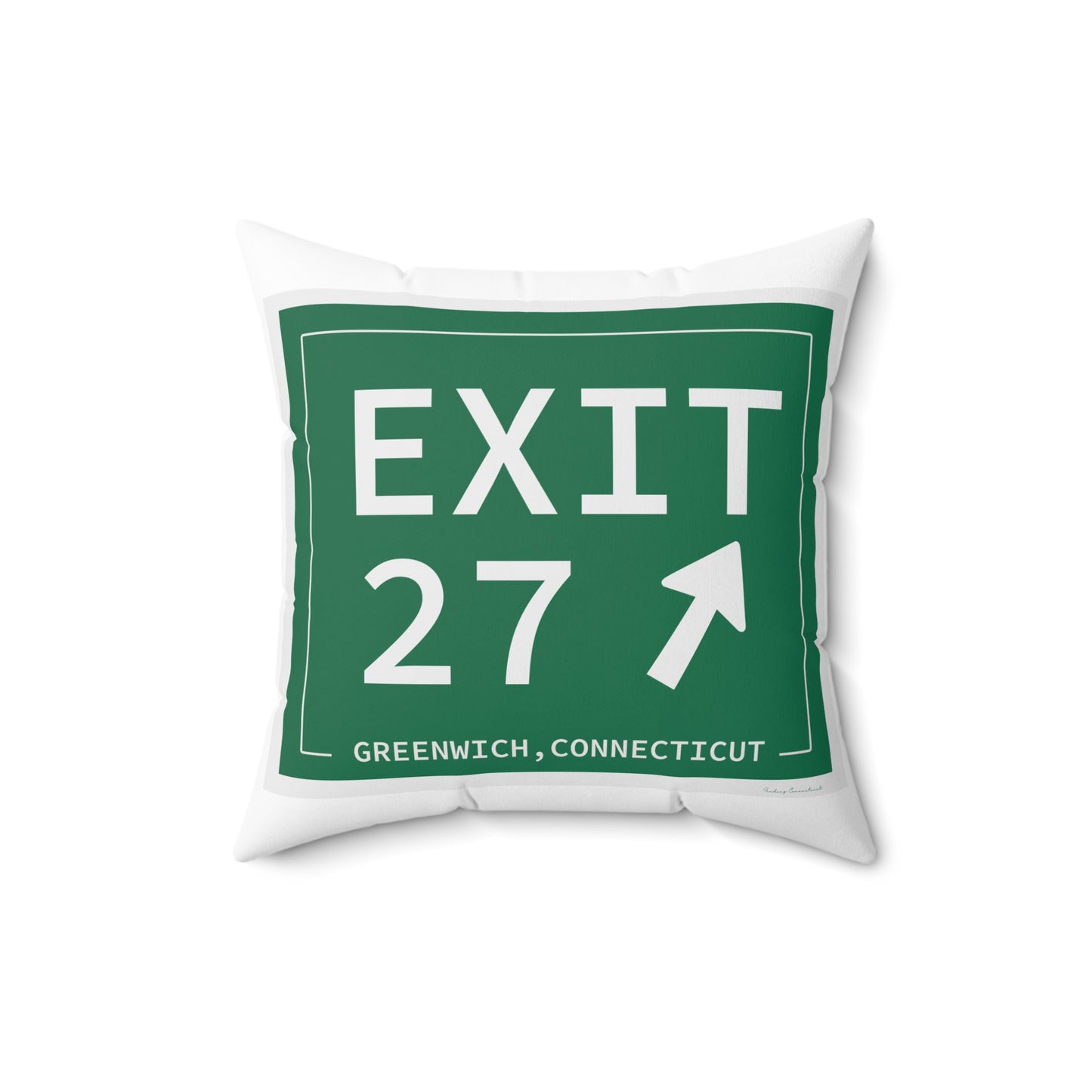 Vintage Exit 27 Merritt Parkway Sign Spun Polyester Square Pillow