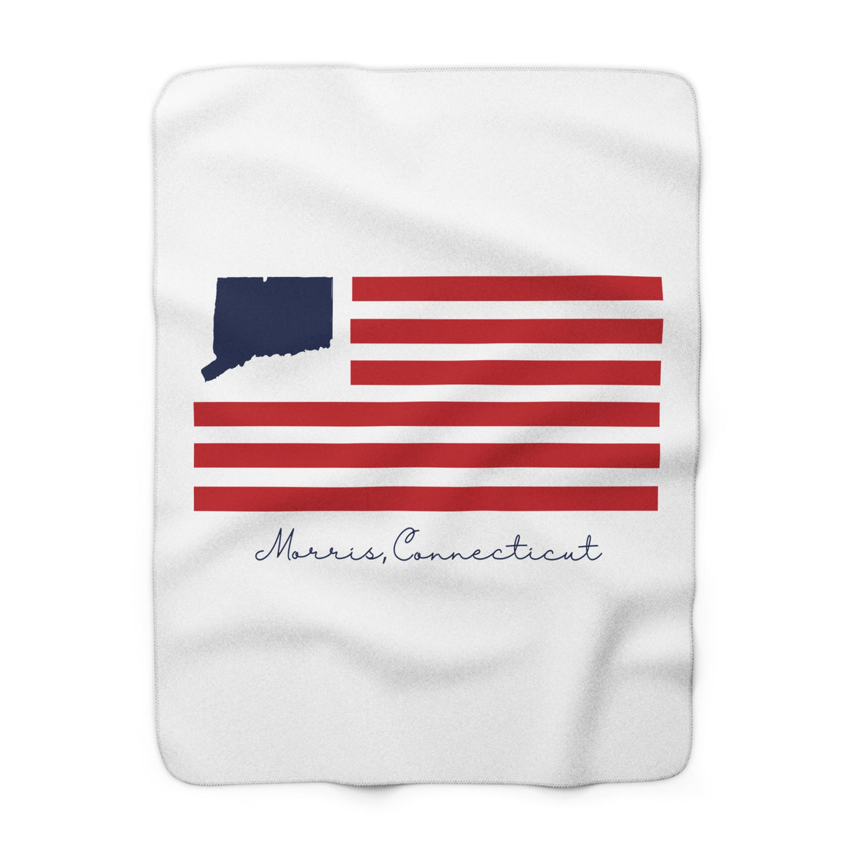Morris Connecticut Flag Sherpa Fleece Blanket