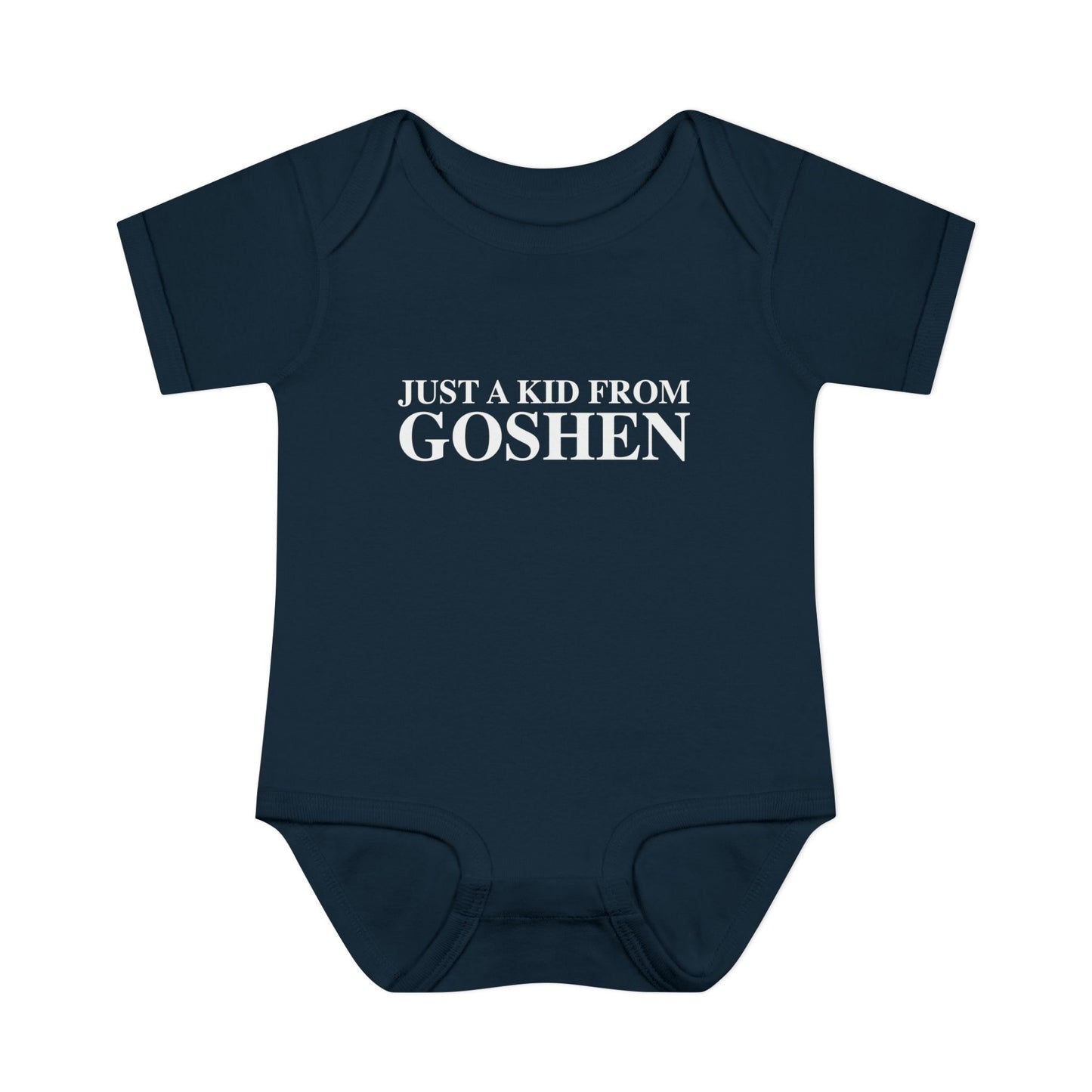 Just a kid from Goshen Infant Baby Rib Bodysuit