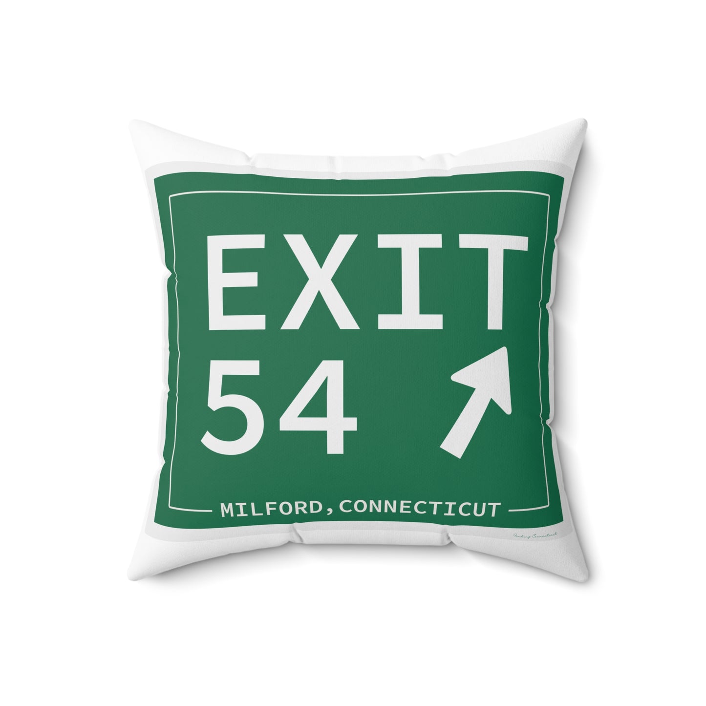 Vintage Exit 54  Merritt Parkway Sign Spun Polyester Square Pillow