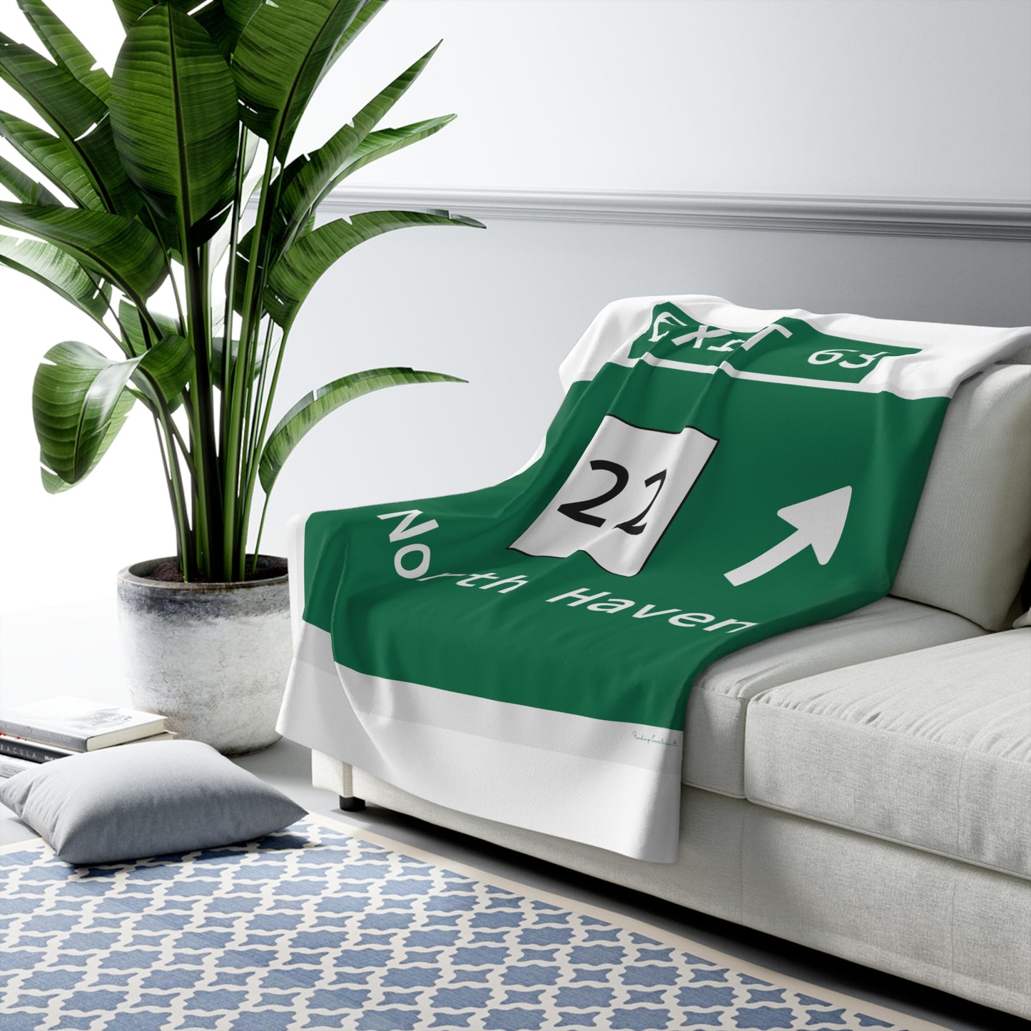 Vintage WCP Exit 63 Sign Sherpa Fleece Blanket