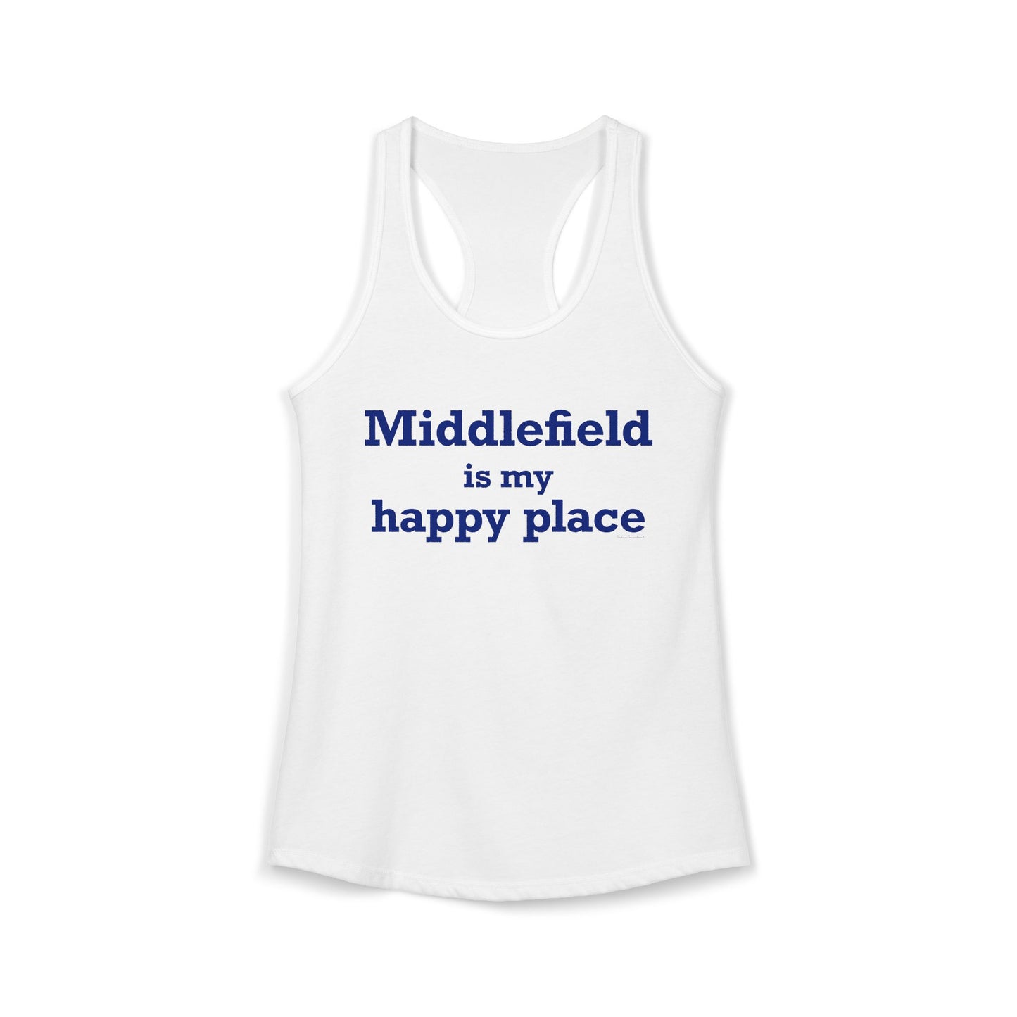 Middlefield is My Happy Place Women's Ideal Racerback Tank Top