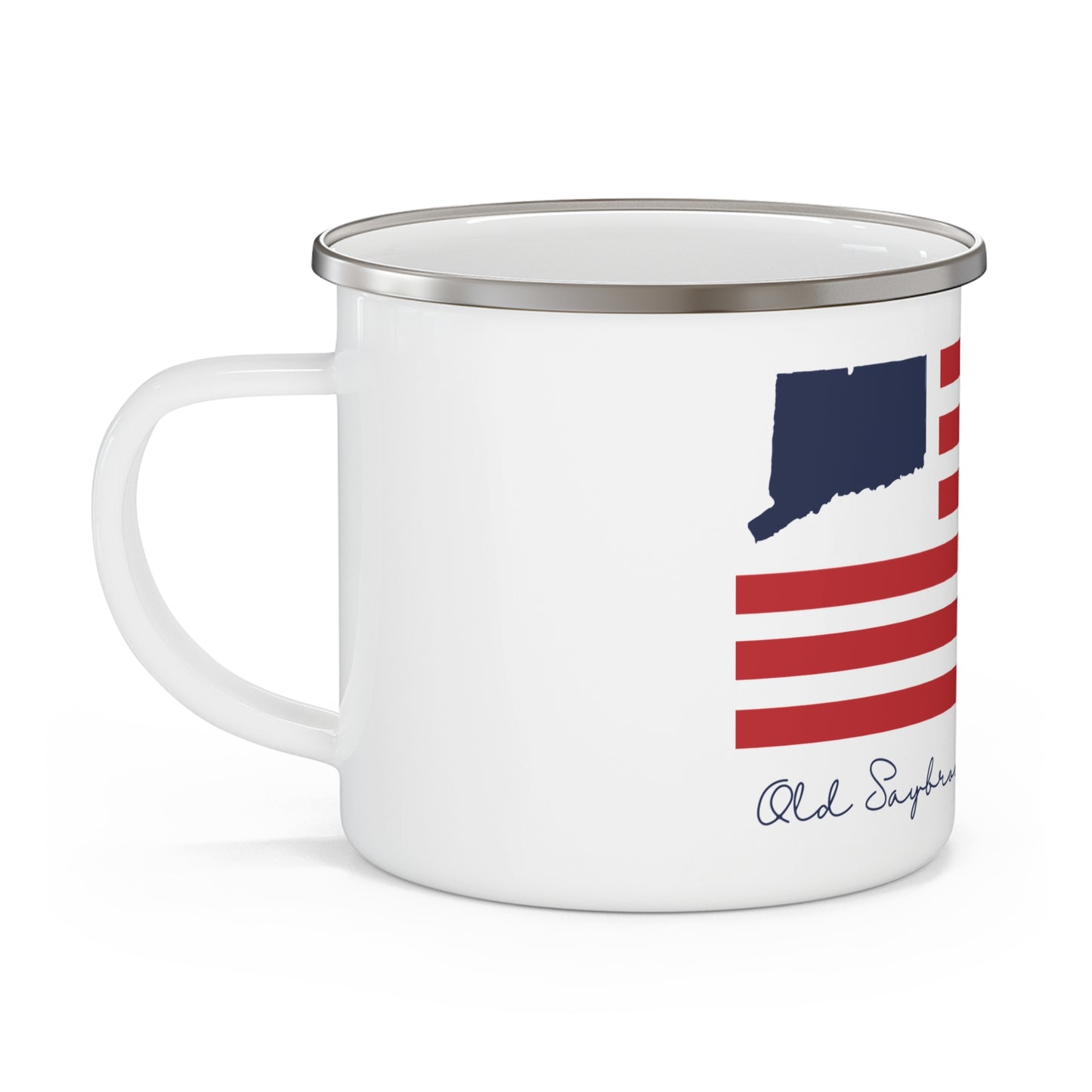 Old Saybrook Connecticut Flag Enamel Camping Mug