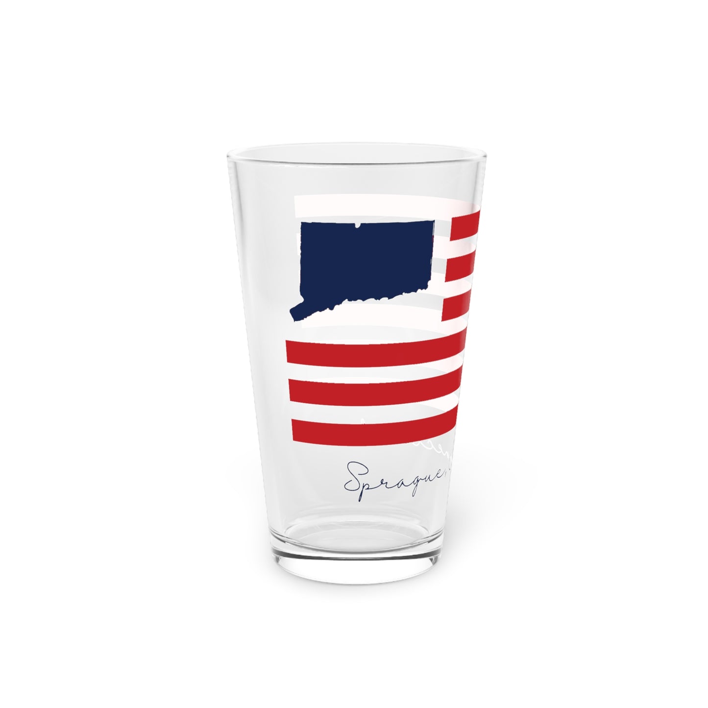 Sprague Connecticut Flag Pint Glass, 16oz