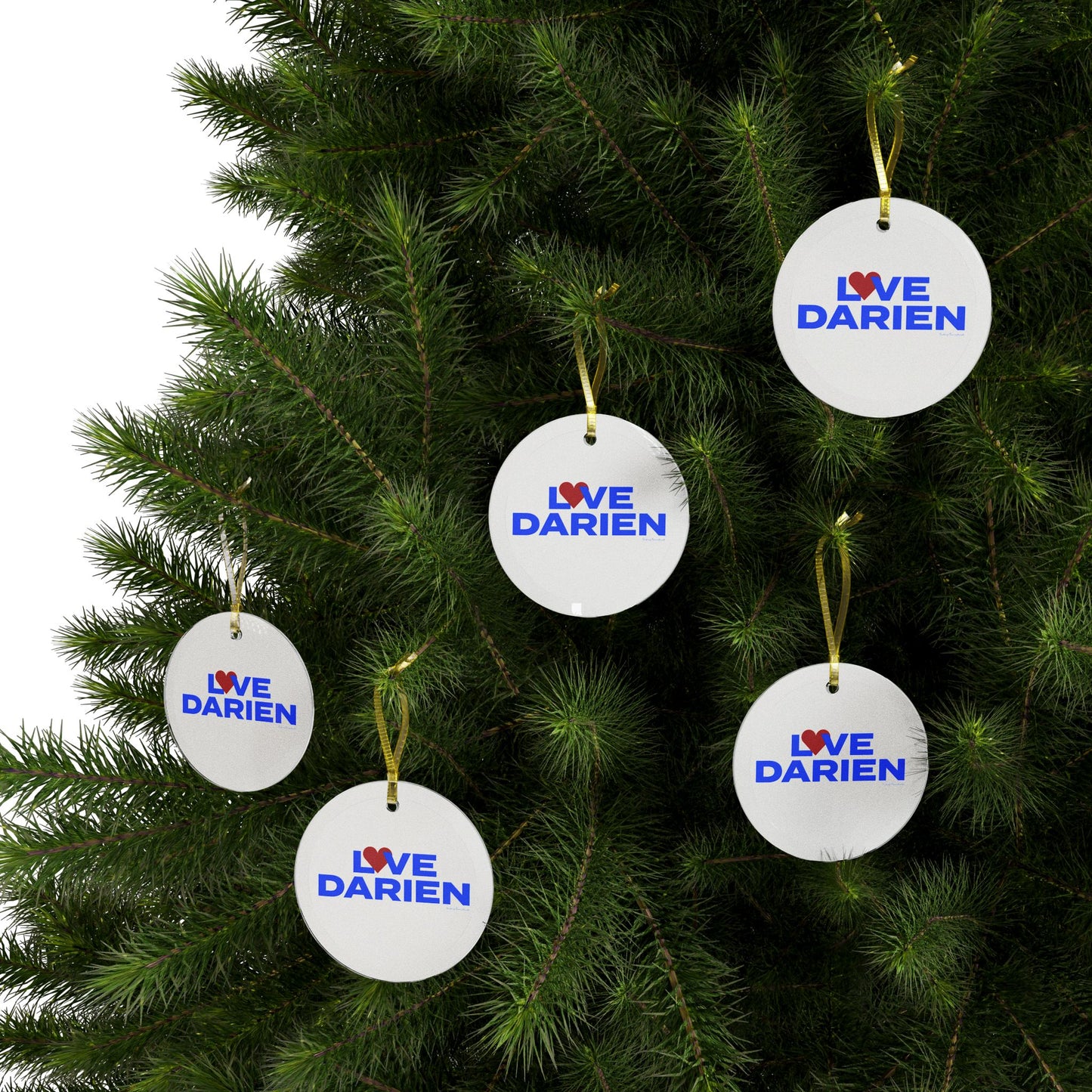 Love Darien Glass Ornaments