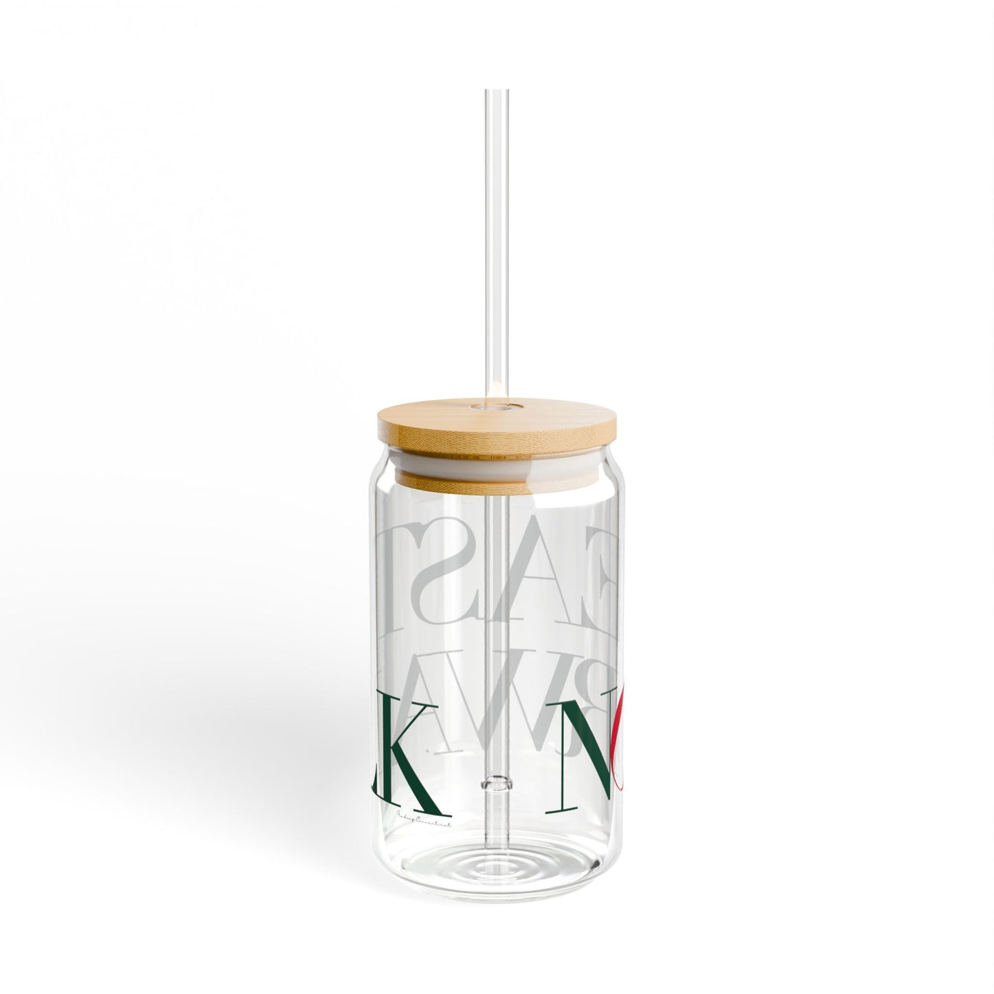 41 Tilt East Norwalk Glass Can with Straw and Lid, 16oz