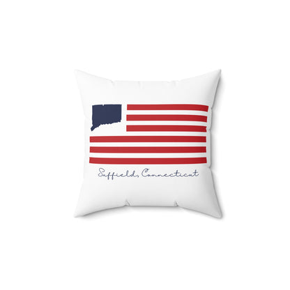 Suffield Connecticut Flag Spun Polyester Square Pillow
