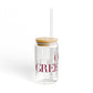 41 Tilt Old Greenwich Glass Can with Straw and Lid, 16oz