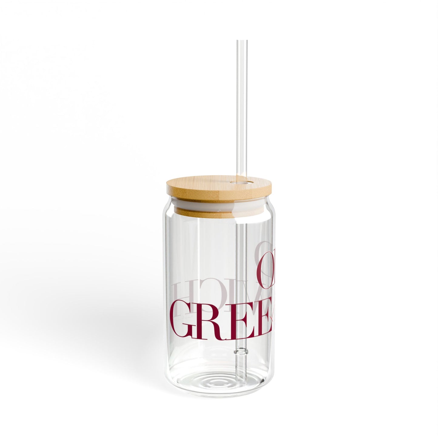 41 Tilt Old Greenwich Glass Can with Straw and Lid, 16oz
