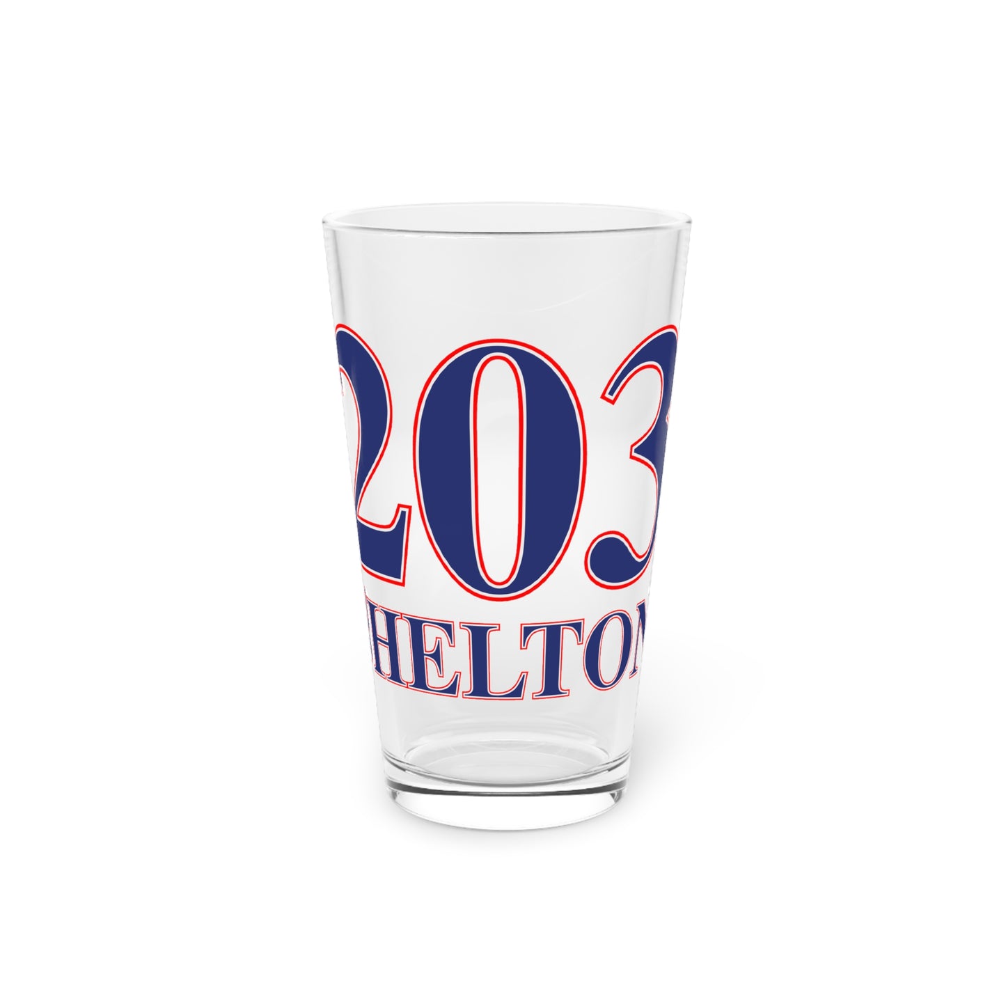 203 Shelton Red, White & Blue Pint Glass, 16oz
