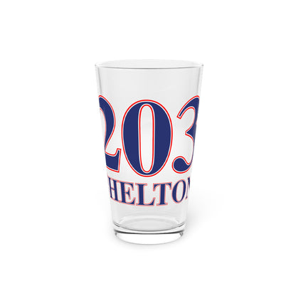 203 Shelton Red, White & Blue Pint Glass, 16oz