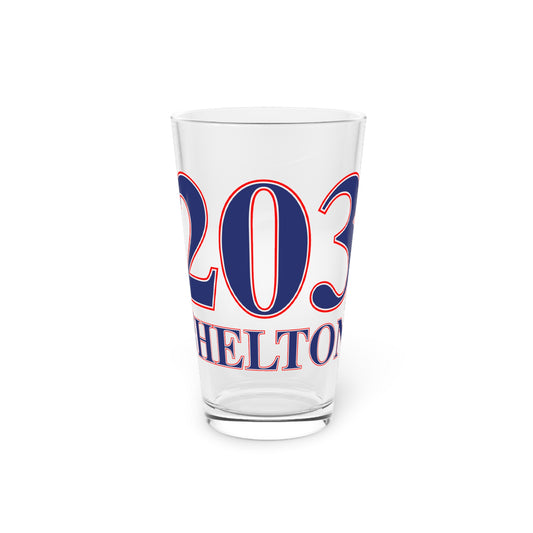 203 Shelton Red, White & Blue Pint Glass, 16oz