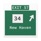 Vintage WCP Exit 57 Sign Matte Canvas, Stretched, 1.25"
