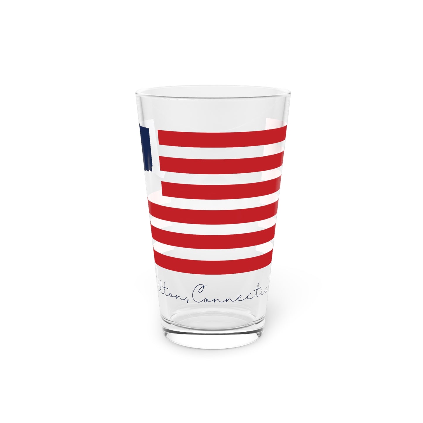 Shelton Connecticut Flag Pint Glass, 16oz