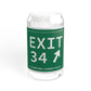 Vintage Exit 34 Merritt Parkway Sign Sipper Glass, 16oz