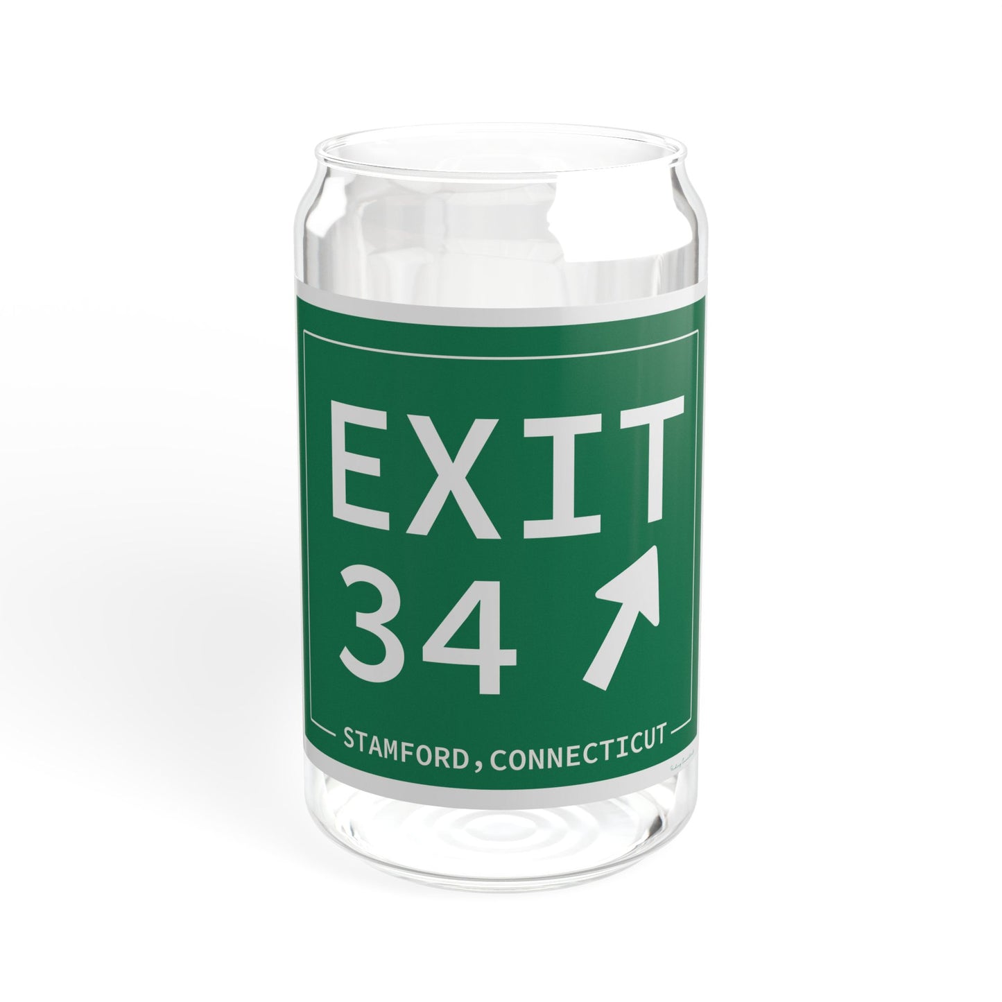 Vintage Exit 34 Merritt Parkway Sign Sipper Glass, 16oz