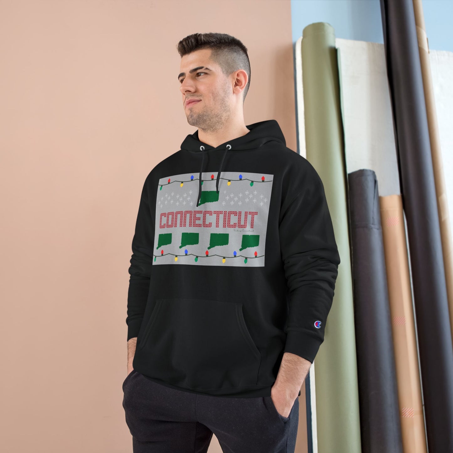 Connecticut Ugly Holiday Champion Hoodie Sweatshirt