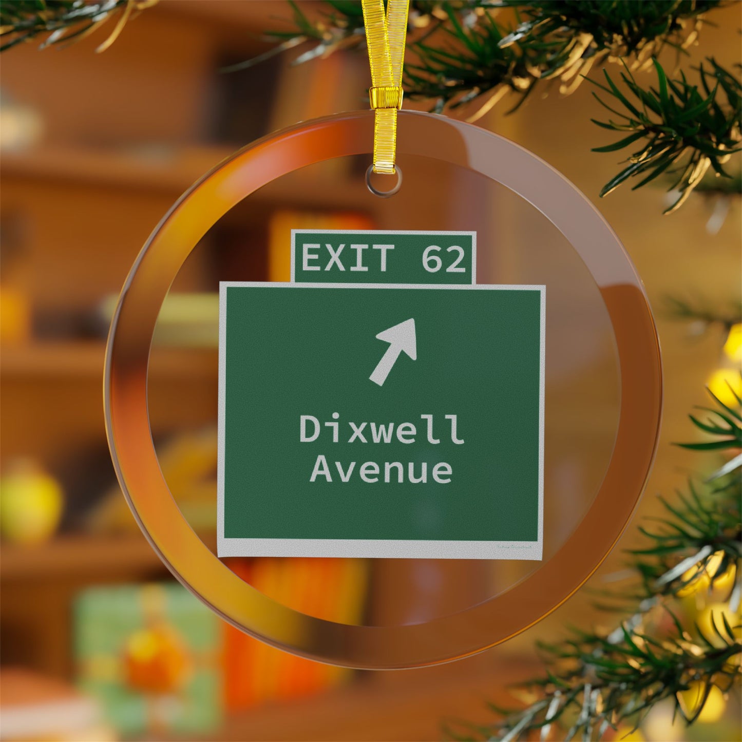 Vintage WCP Exit 62 Sign Glass Ornaments