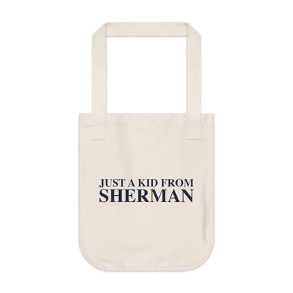 Just a kid from Sherman Organic Canvas Tote Bag