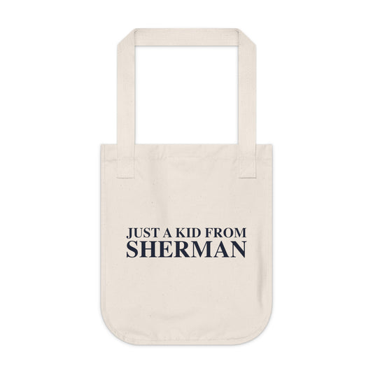 Just a kid from Sherman Organic Canvas Tote Bag