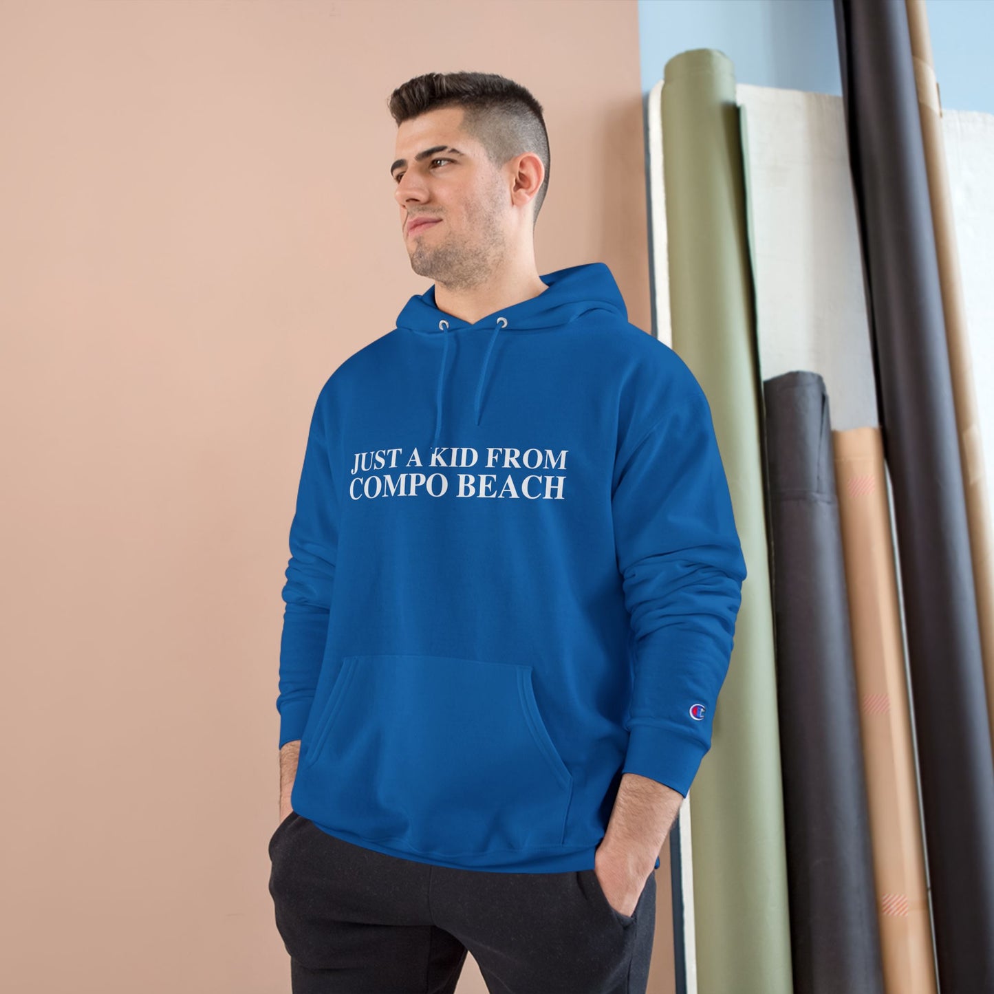 Just a kid from Compo Beach Champion Hoodie