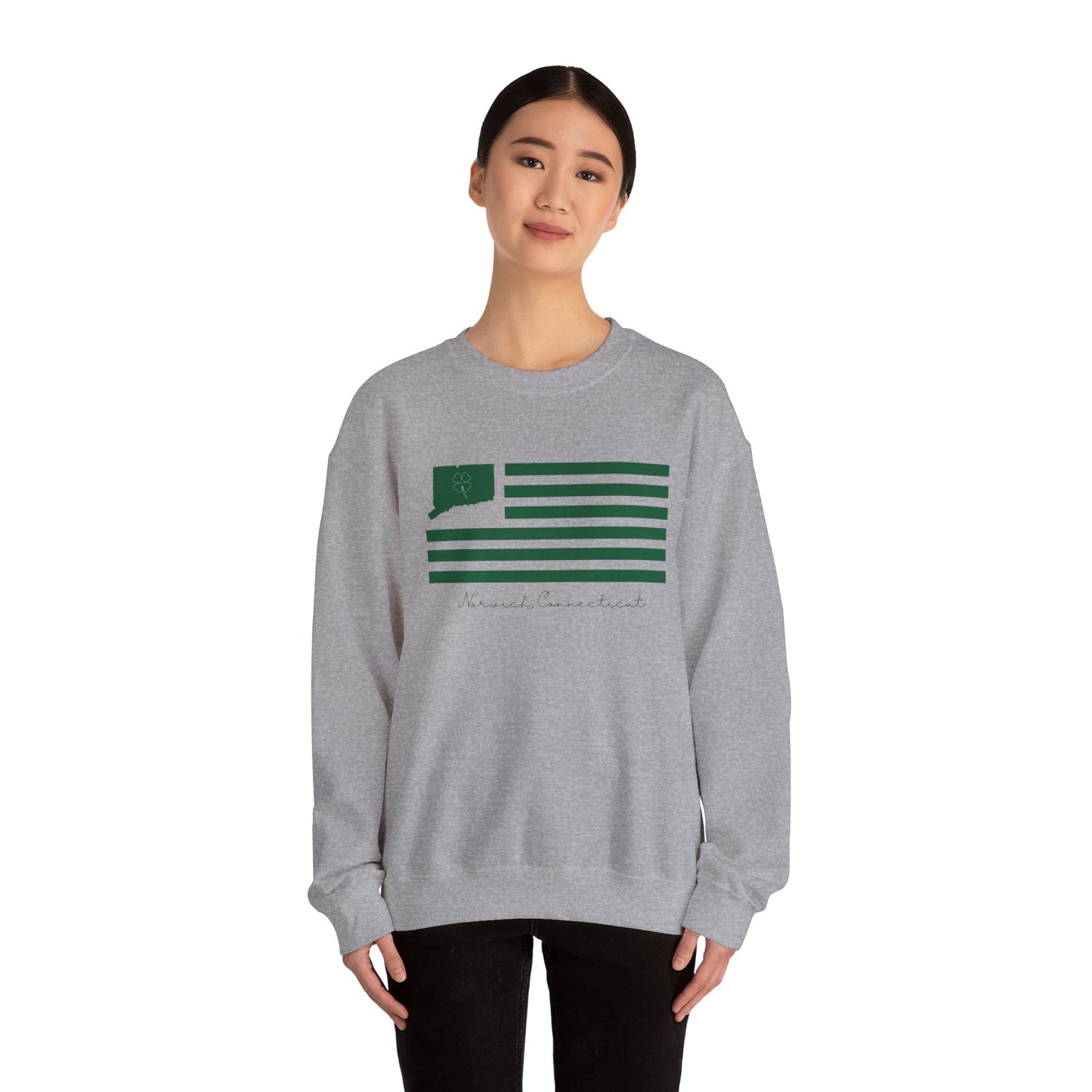 Norwich Connecticut St Patrick’s Day Flag Unisex Heavy Blend™ Crewneck Sweatshirt