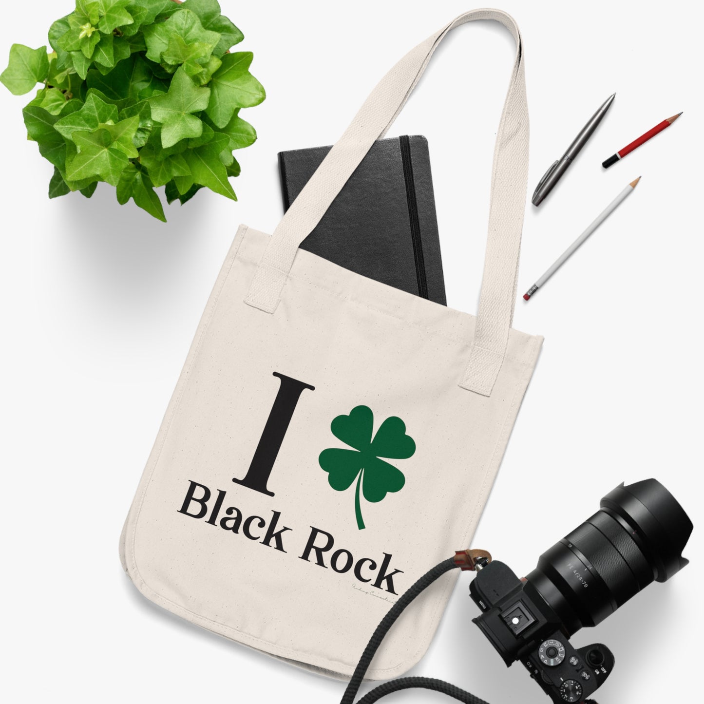 I Clover Black Rock Organic Canvas Tote Bag