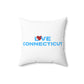 Love Connecticut Spun Polyester Square Pillow
