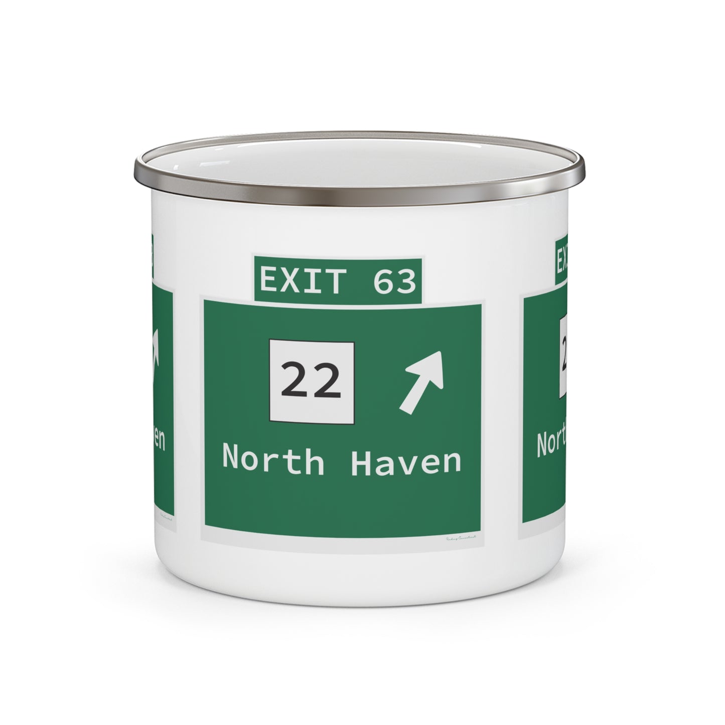Vintage WCP Exit 63 Sign Enamel Camping Mug