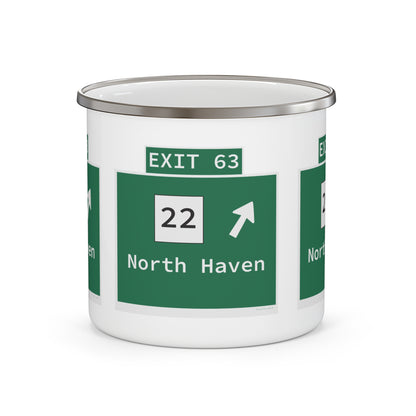 Vintage WCP Exit 63 Sign Enamel Camping Mug