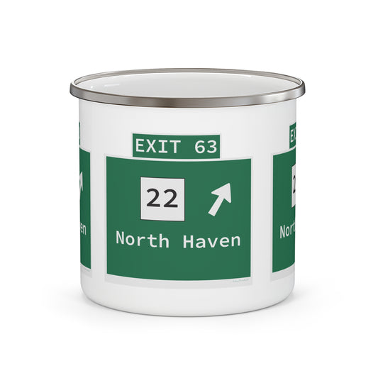 Vintage WCP Exit 63 Sign Enamel Camping Mug