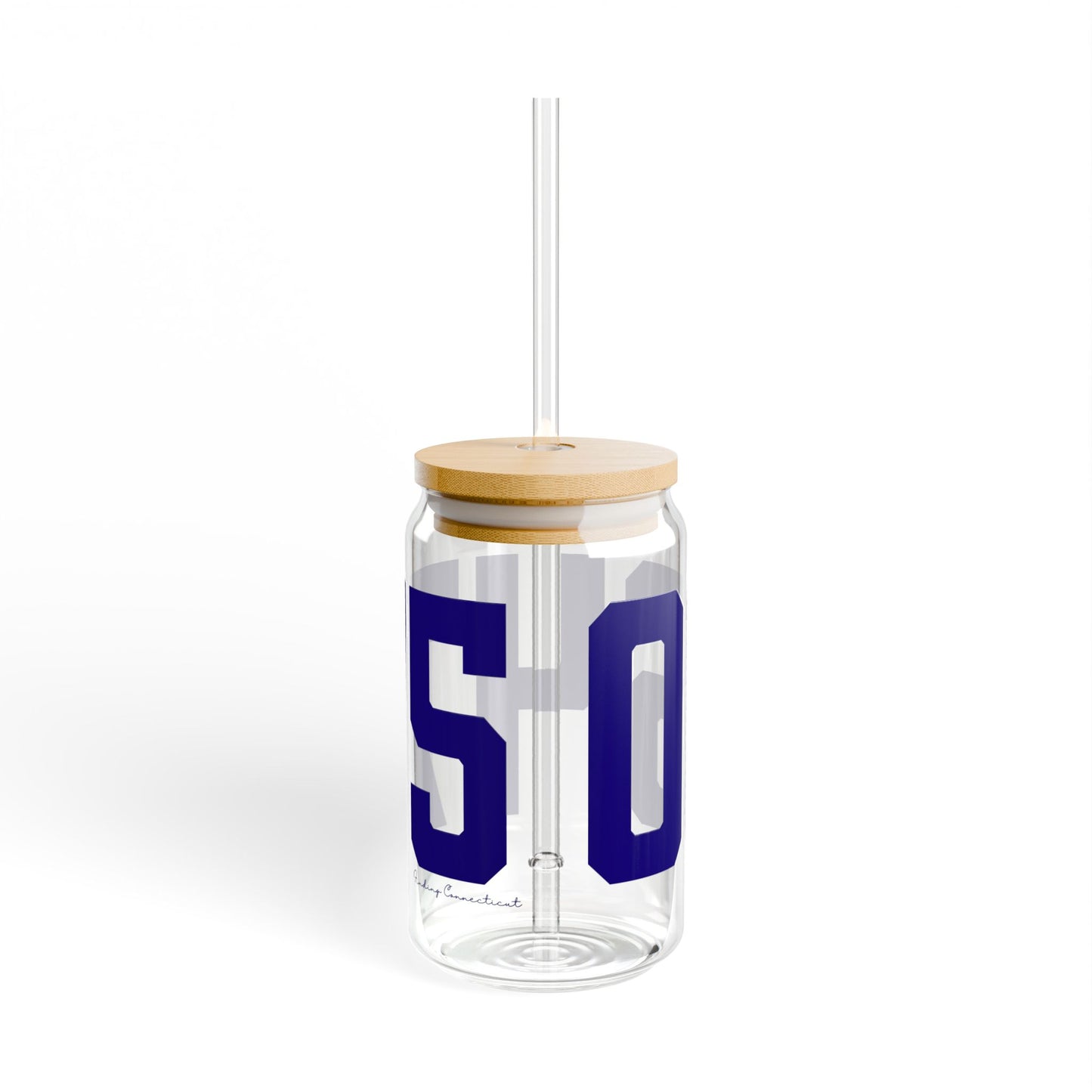 06475 Old Saybrook Connecticut Zip Code Glass Can with Straw and Lid, 16oz