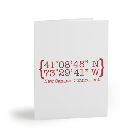 New Canaan Coordinates Greeting Cards